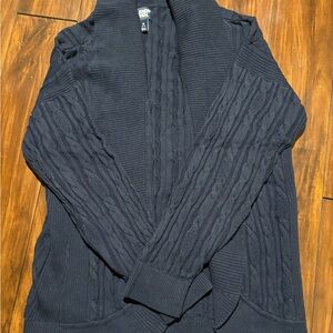 Lands’ End Navy Woven Cardigan
